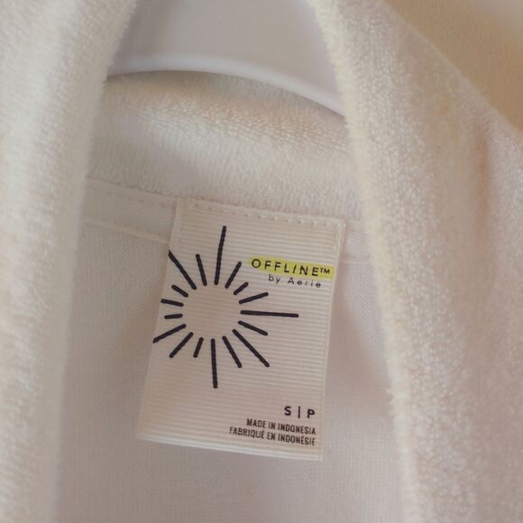 Aerie Offline Women's Half Zip Beachy Terry Cloth Sweater White Small - Picture 3 of 9